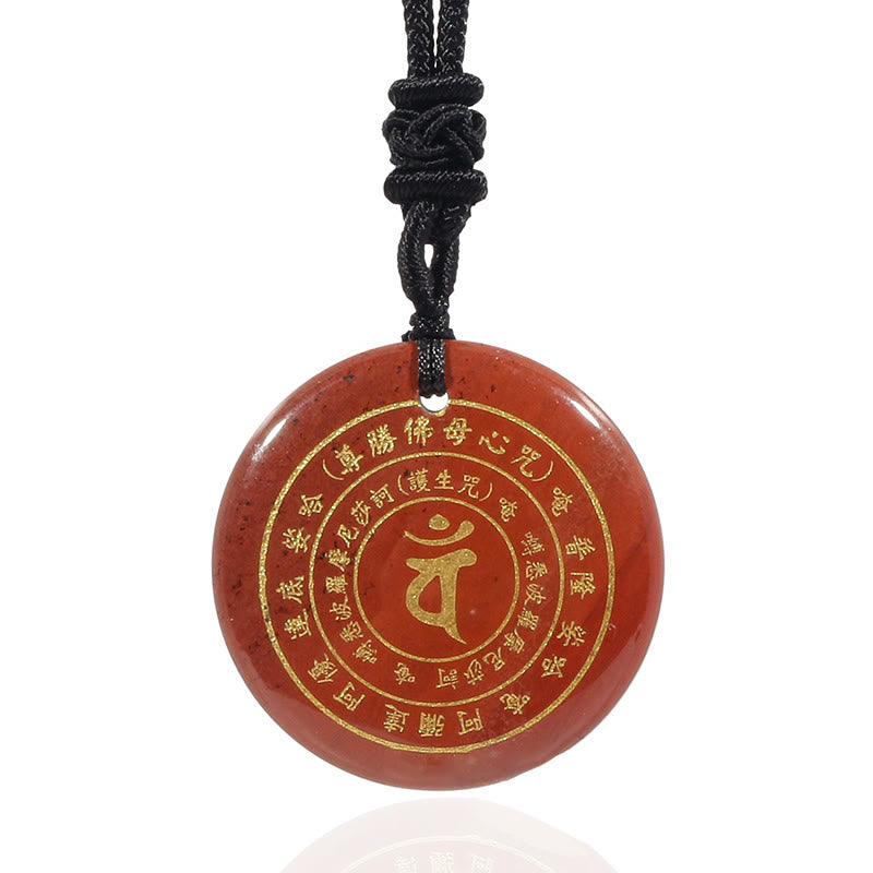 Vairocana Tathagata Sanskrit Mantra Various Crystal Black Obsidian Green Aventurine Strength Necklace Pendant