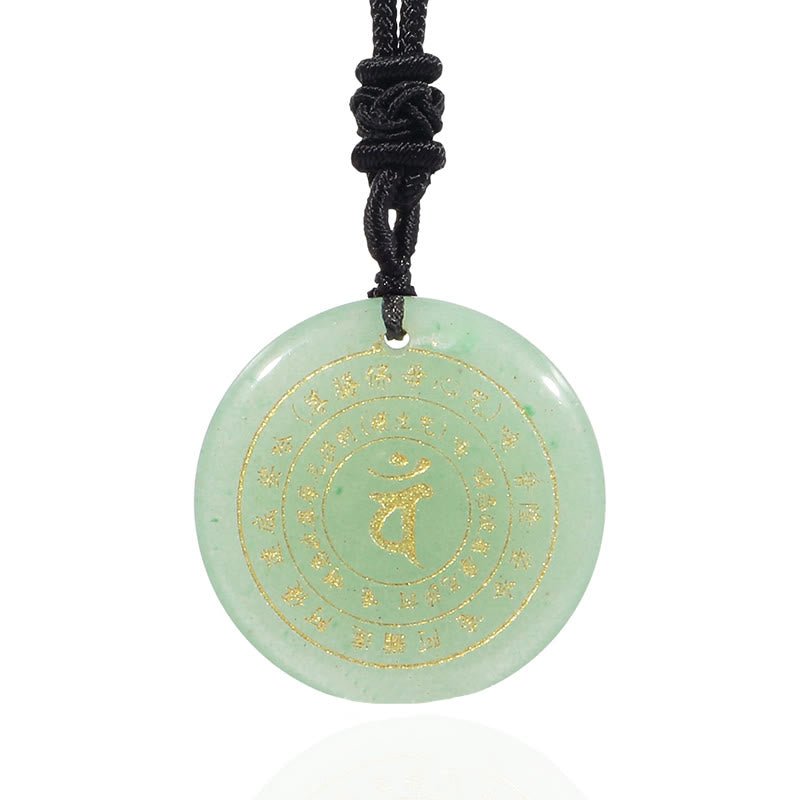 Vairocana Tathagata Sanskrit Mantra Various Crystal Black Obsidian Green Aventurine Strength Necklace Pendant