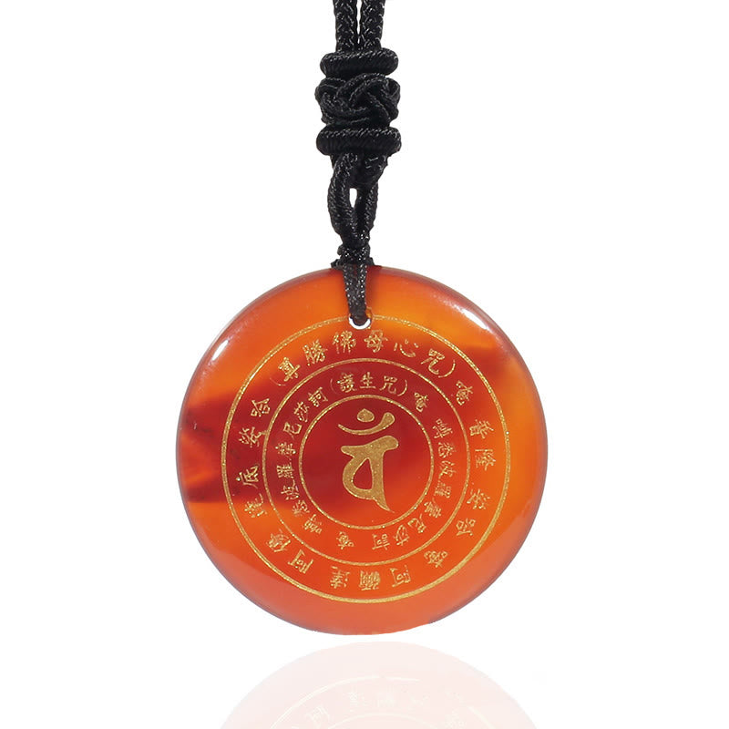 Vairocana Tathagata Sanskrit Mantra Various Crystal Black Obsidian Green Aventurine Strength Necklace Pendant