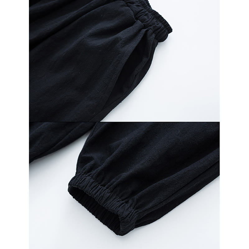 Breathable Cotton Linen Frog Button Men's Meditation Set