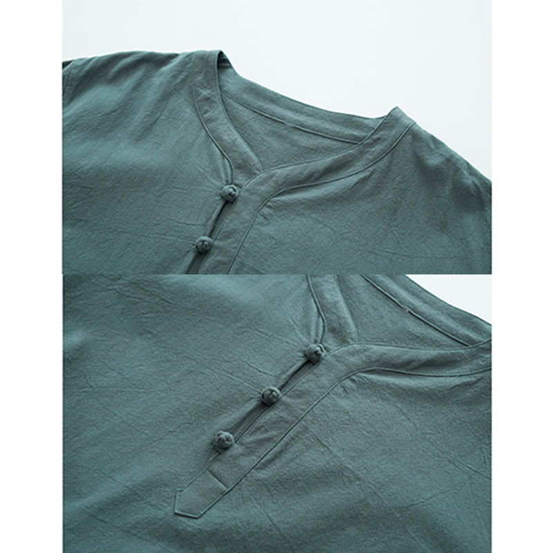 Breathable Cotton Linen Frog Button Men's Meditation Set