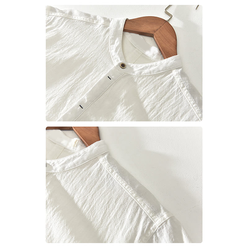 Cotton Linen Stand Collar Mindful Meditation Shirt