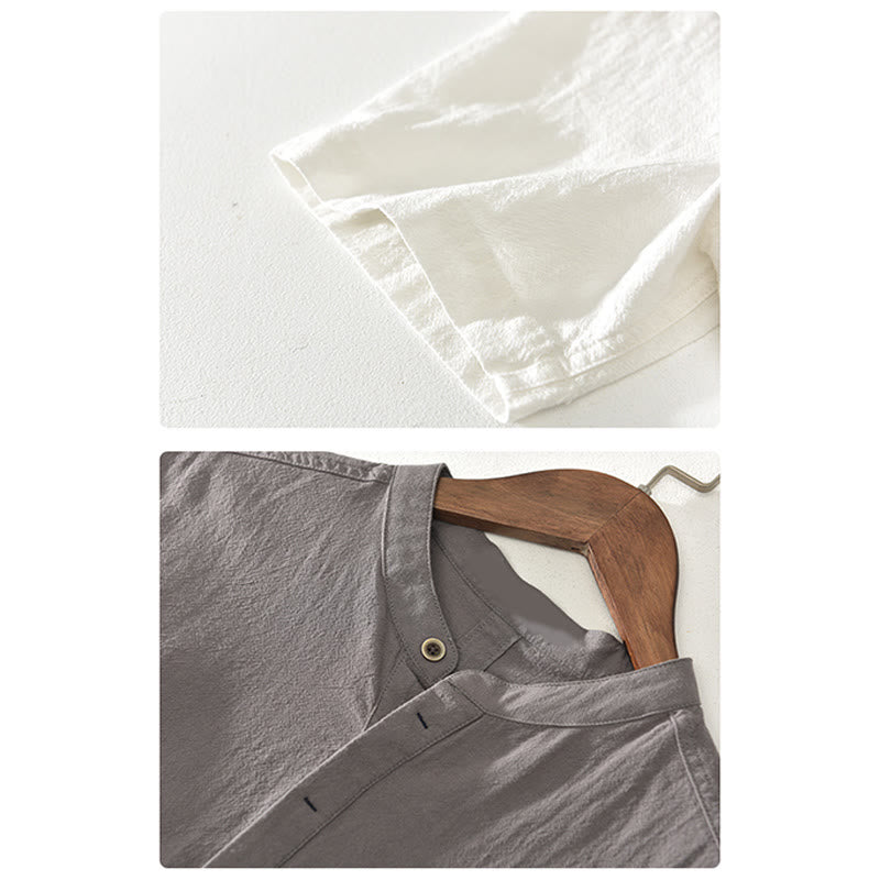 Cotton Linen Stand Collar Mindful Meditation Shirt