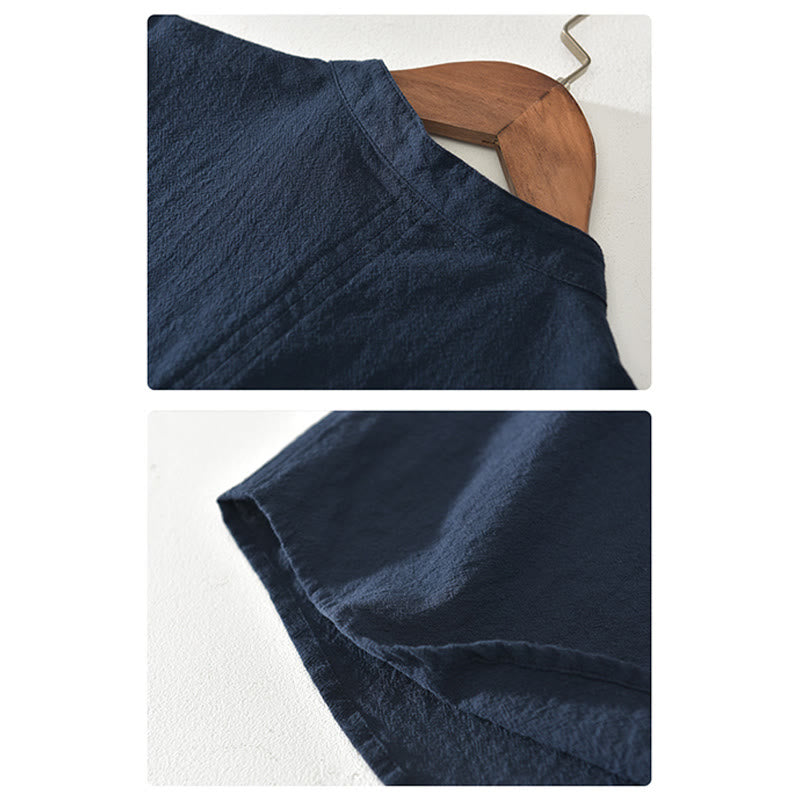 Cotton Linen Stand Collar Mindful Meditation Shirt