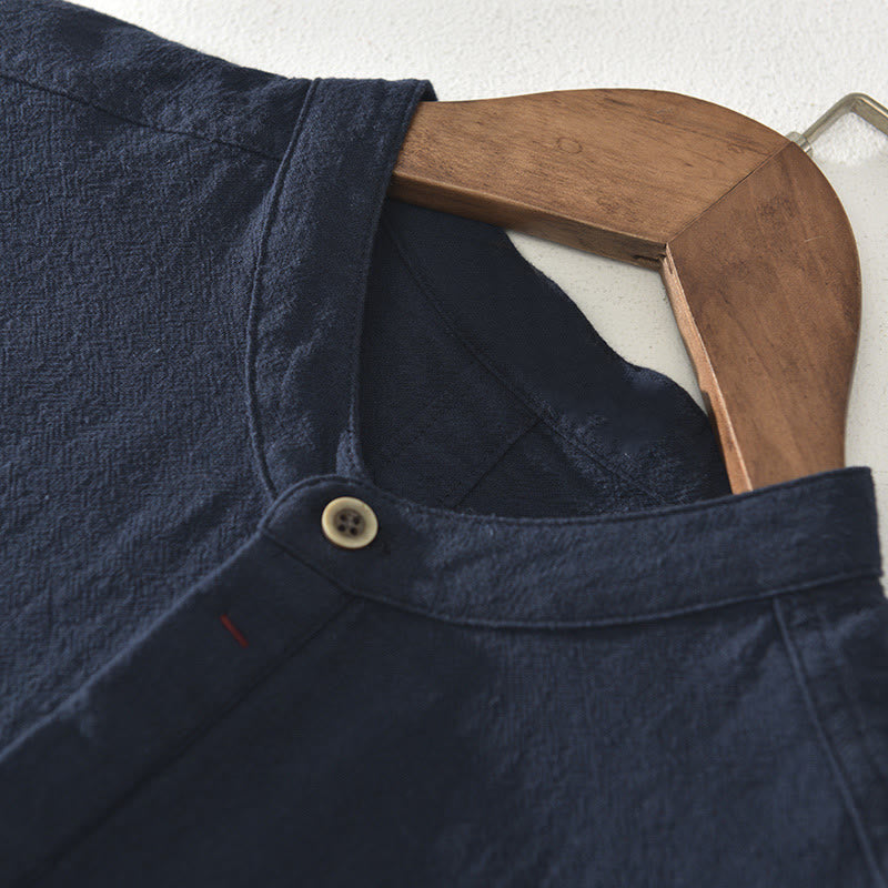 Cotton Linen Stand Collar Mindful Meditation Shirt