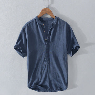 Cotton Linen Stand Collar Mindful Meditation Shirt