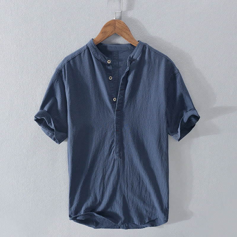 Cotton Linen Stand Collar Mindful Meditation Shirt