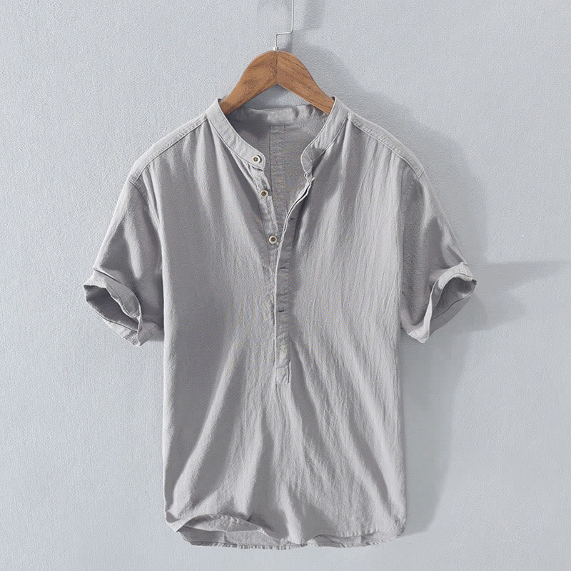 Cotton Linen Stand Collar Mindful Meditation Shirt