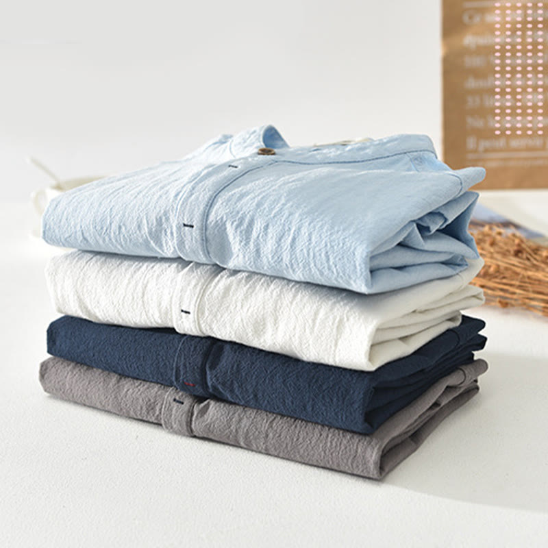Cotton Linen Stand Collar Mindful Meditation Shirt