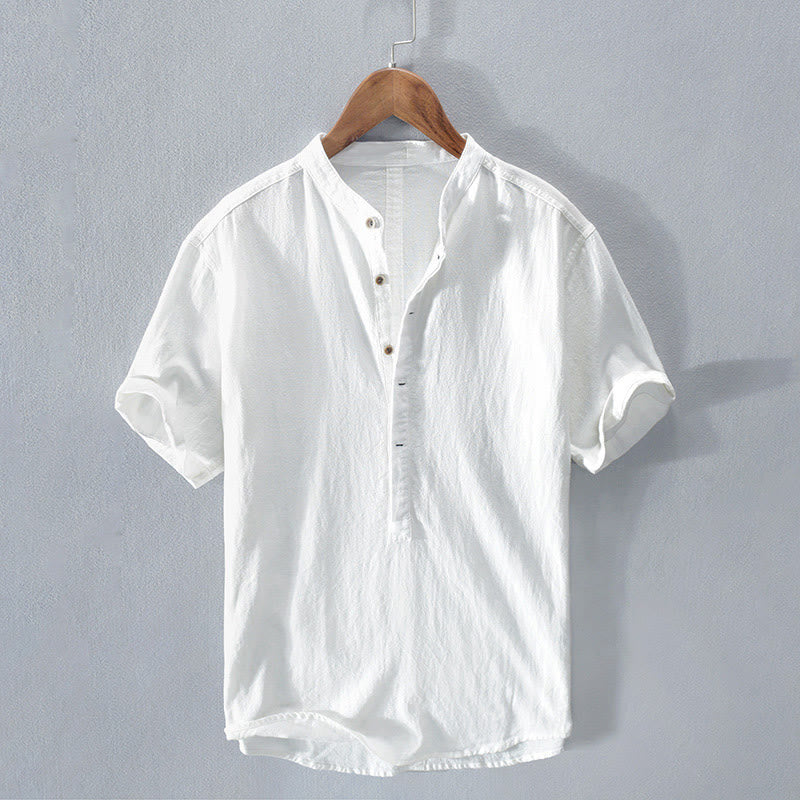 Cotton Linen Stand Collar Mindful Meditation Shirt