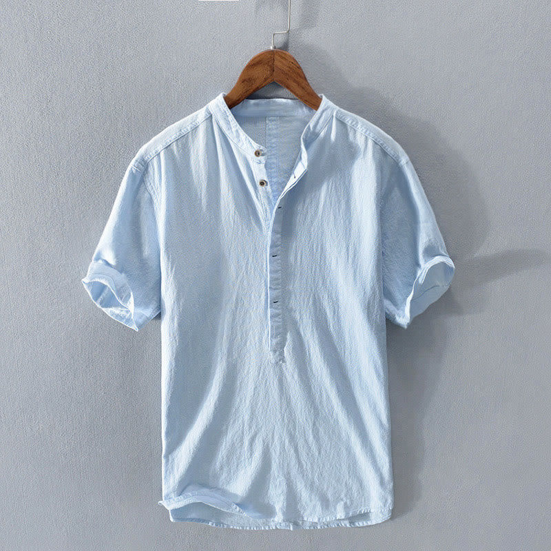 Cotton Linen Stand Collar Mindful Meditation Shirt