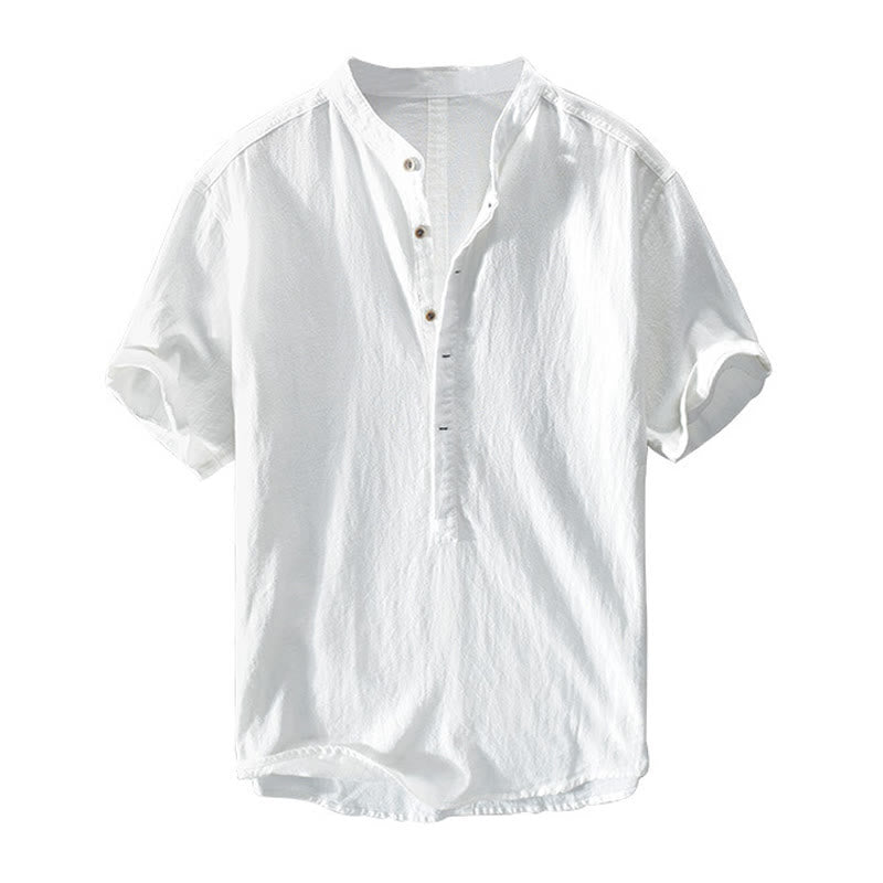 Cotton Linen Stand Collar Mindful Meditation Shirt