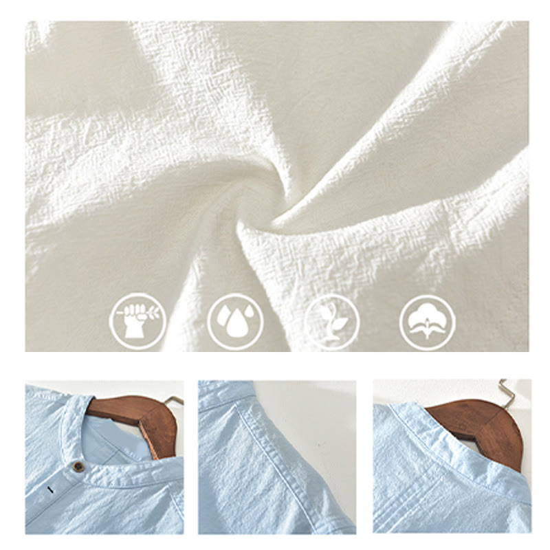 Cotton Linen Stand Collar Mindful Meditation Shirt