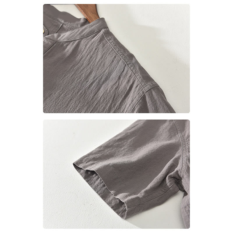 Cotton Linen Stand Collar Mindful Meditation Shirt
