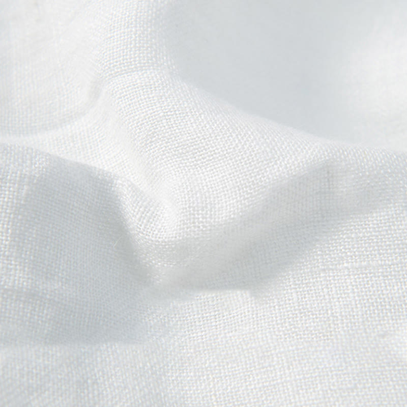 Solid Color Long Sleeve Half Button Shirt Cotton Linen Men Clothing