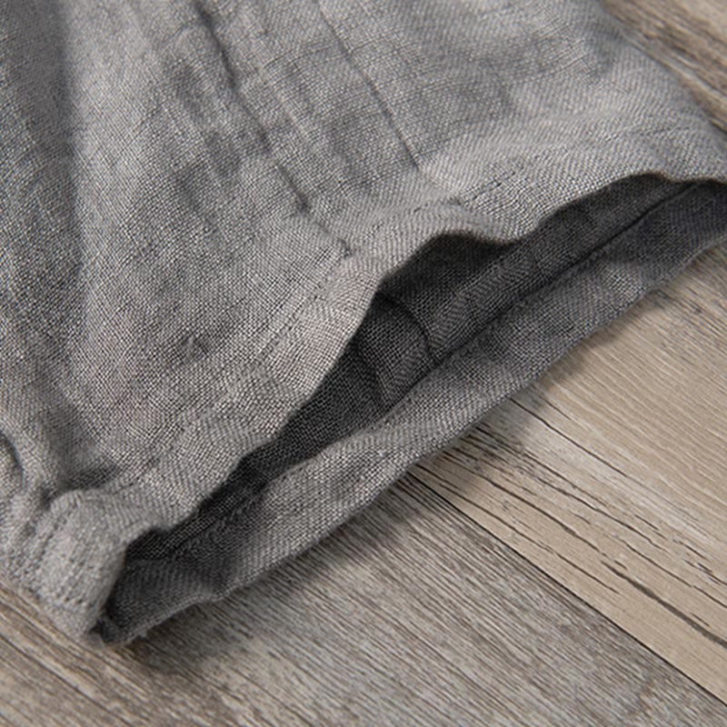 Cotton Linen Slim Fit Stand Collar Mindful Meditation Men's Shirt