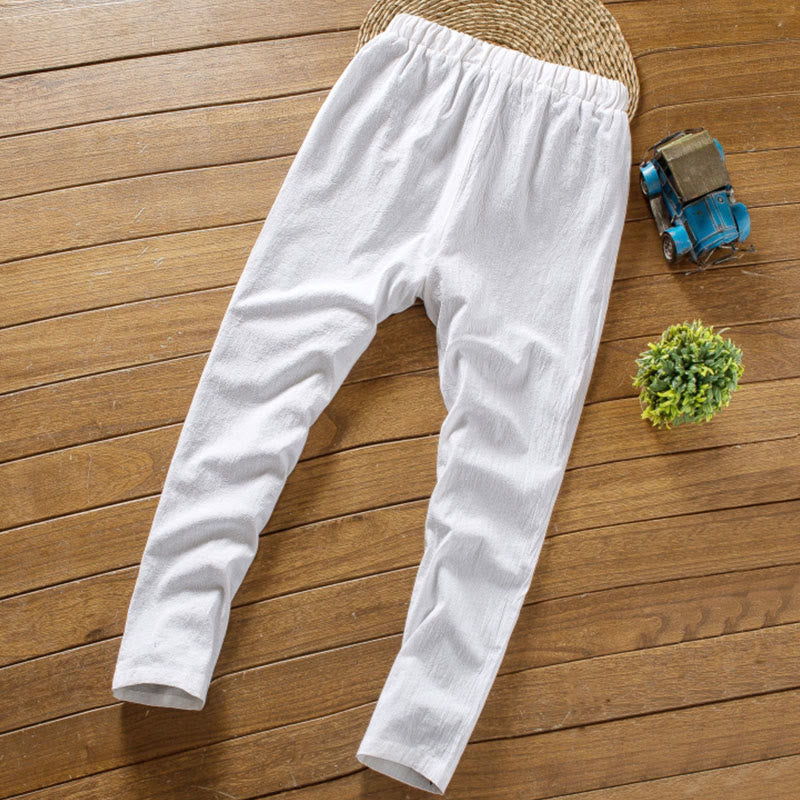 2Pcs Solid Color Cotton Button Short Sleeve T-shirt Pants Men's Set