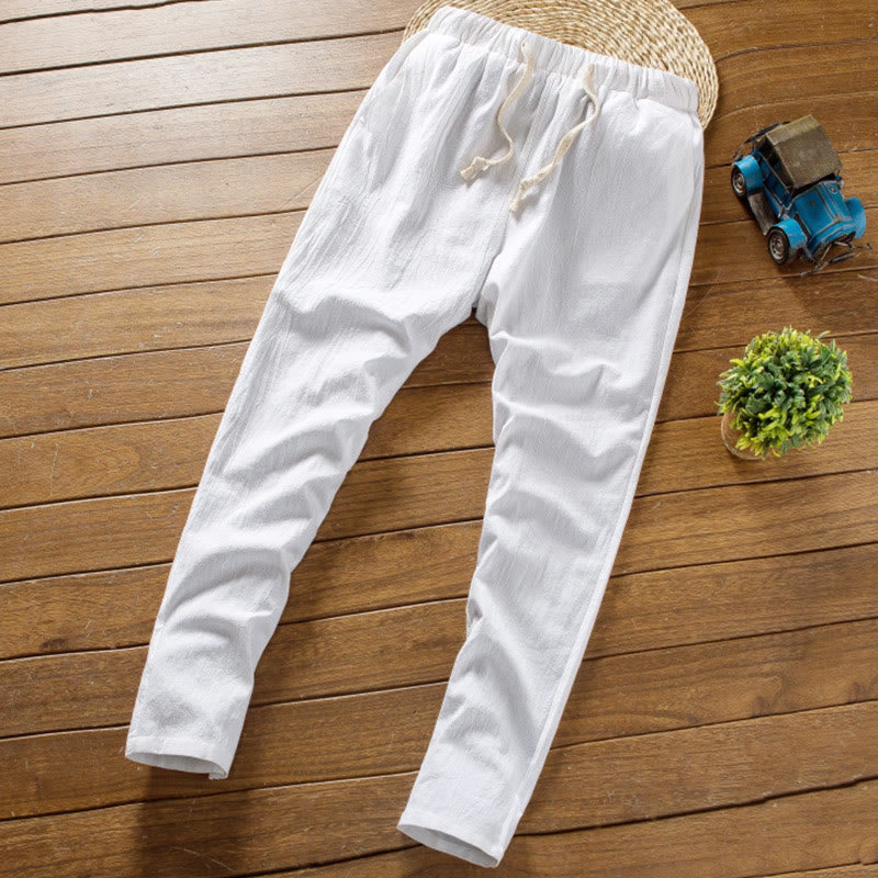 2Pcs Solid Color Cotton Button Short Sleeve T-shirt Pants Men's Set