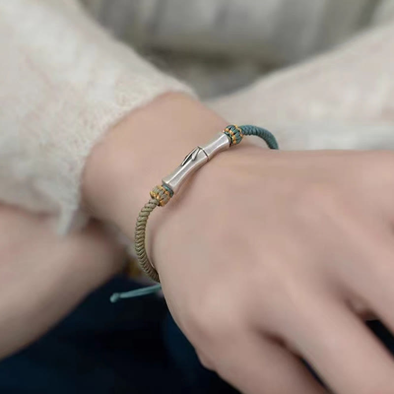925 Sterling Silver Bamboo Protection Braided Bracelet