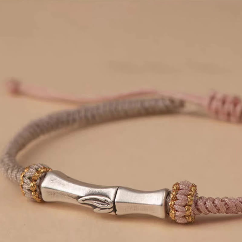 925 Sterling Silver Bamboo Protection Braided Bracelet