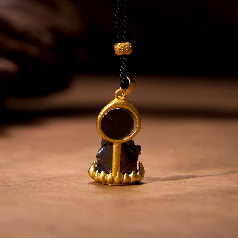 Tibetan Yellow Jambhala Yellow God of Wealth Buddha Serenity Necklace Pendant