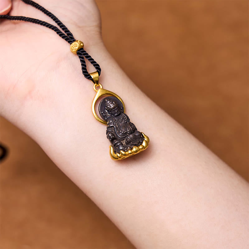 Tibetan Yellow Jambhala Yellow God of Wealth Buddha Serenity Necklace Pendant