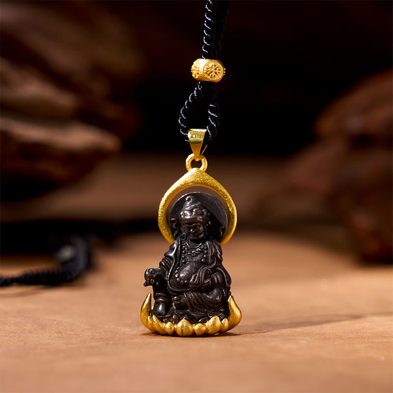 Tibetan Yellow Jambhala Yellow God of Wealth Buddha Serenity Necklace Pendant