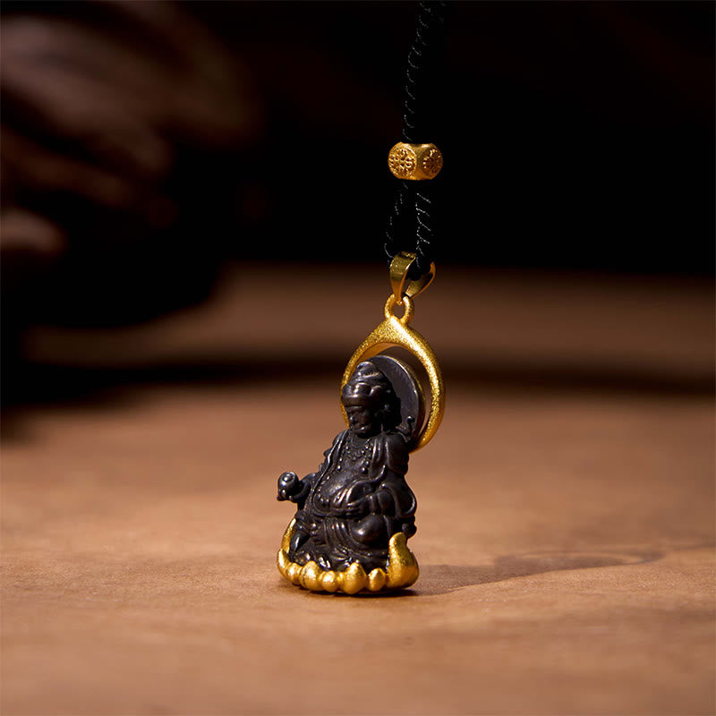 Tibetan Yellow Jambhala Yellow God of Wealth Buddha Serenity Necklace Pendant