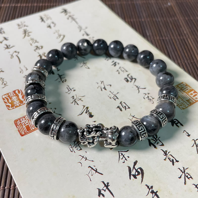 Black Glitter Goldstone Pixiu Symbol Bracelet - Energy Anchor