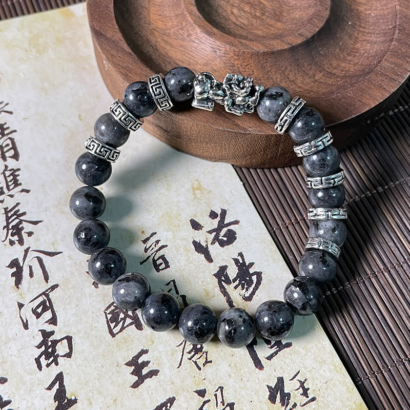 Black Glitter Goldstone Pixiu Symbol Bracelet - Energy Anchor