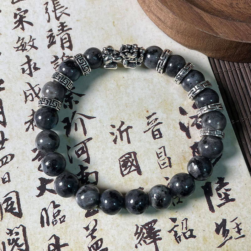 Black Glitter Goldstone Pixiu Symbol Bracelet - Energy Anchor