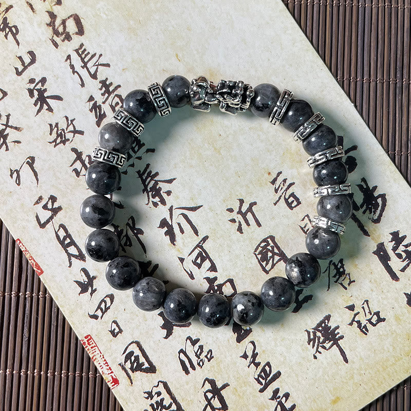 Black Glitter Goldstone Pixiu Symbol Bracelet - Energy Anchor