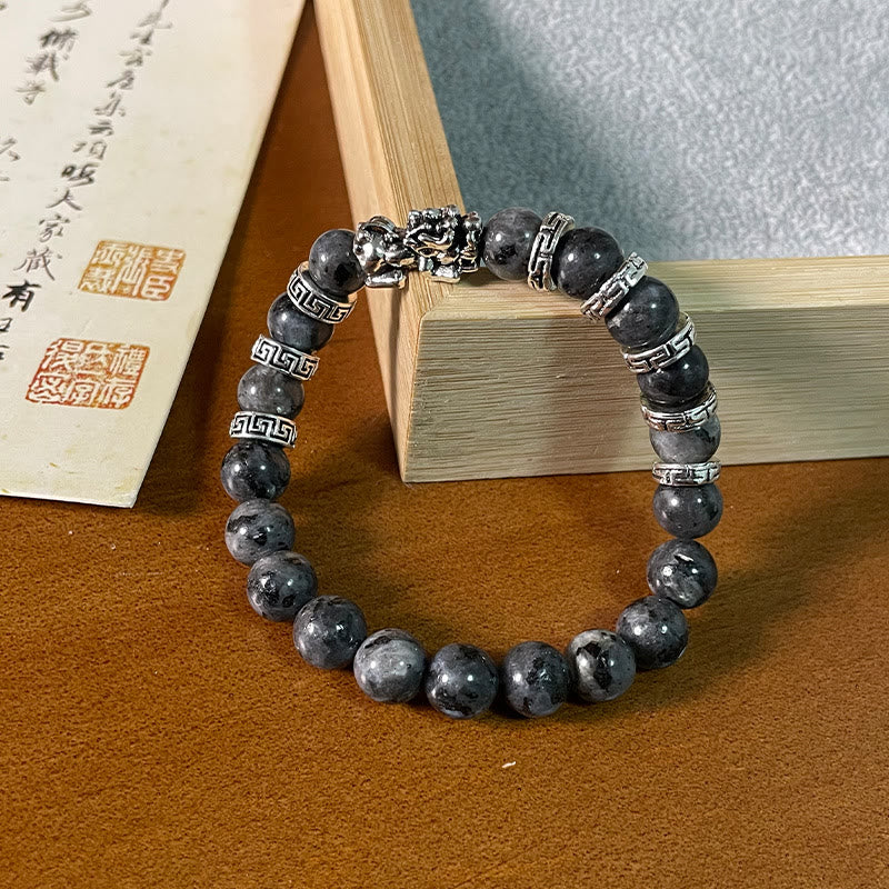 Black Glitter Goldstone Pixiu Symbol Bracelet - Energy Anchor