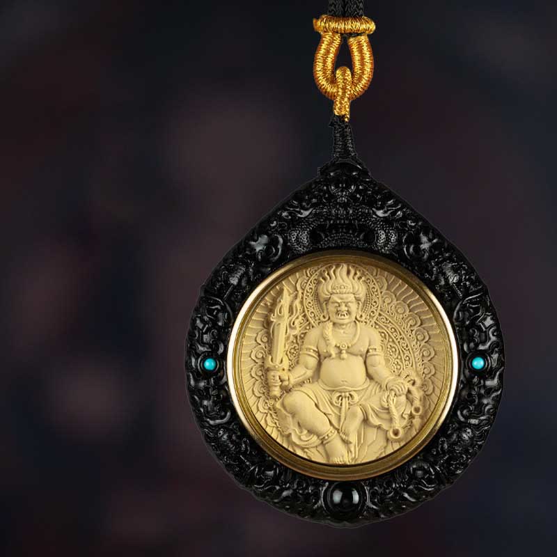 Chinese Zodiac Natal Buddha Small Leaf Red Sandalwood Ebony Longevity Necklace Pendant