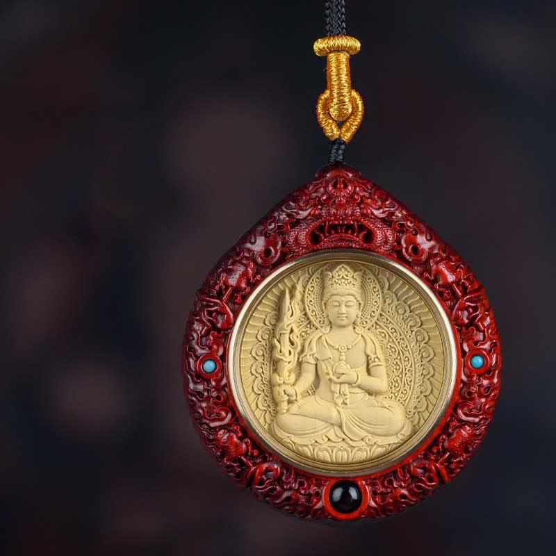 Chinese Zodiac Natal Buddha Small Leaf Red Sandalwood Ebony Longevity Necklace Pendant