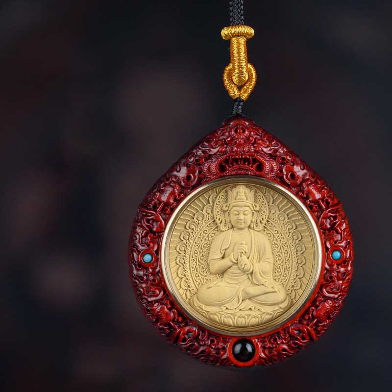 Chinese Zodiac Natal Buddha Small Leaf Red Sandalwood Ebony Longevity Necklace Pendant