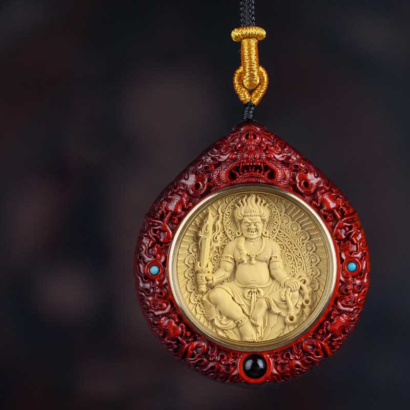 Chinese Zodiac Natal Buddha Small Leaf Red Sandalwood Ebony Longevity Necklace Pendant