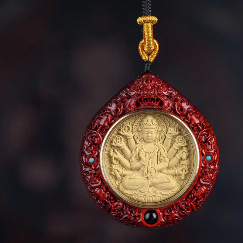 Chinese Zodiac Natal Buddha Small Leaf Red Sandalwood Ebony Longevity Necklace Pendant