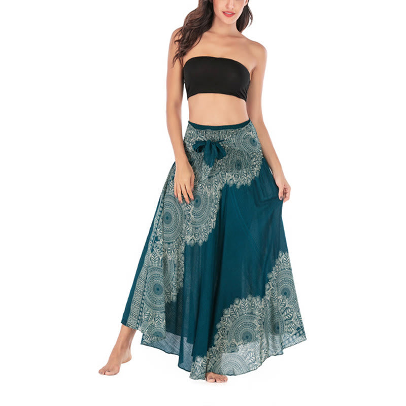 Two Style Wear Boho Mandala Flower Beach Skirt Dress