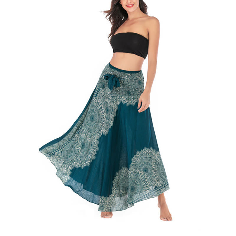 Two Style Wear Boho Mandala Flower Beach Skirt Dress