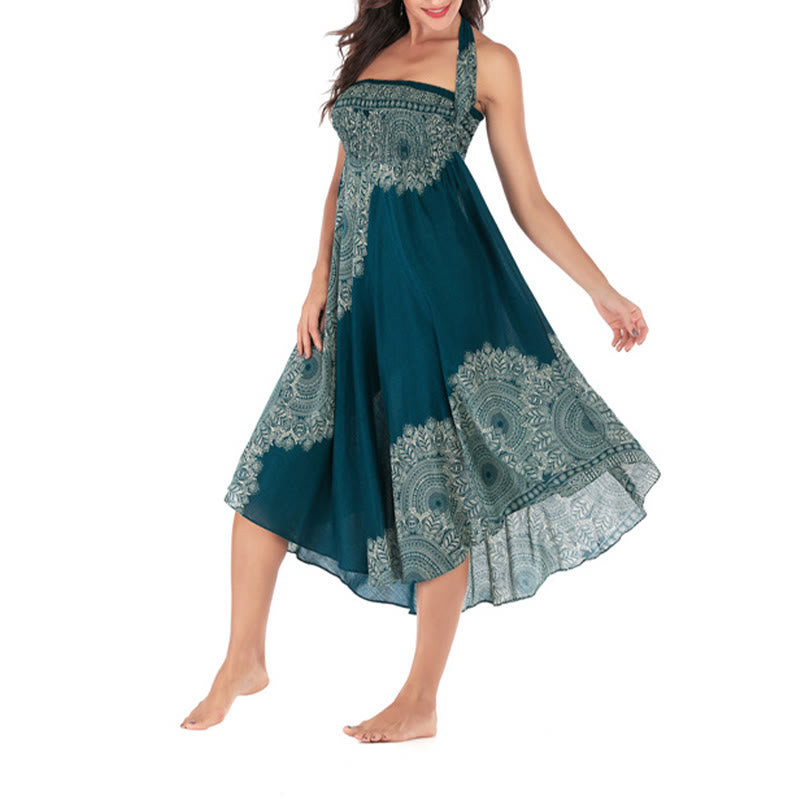 Two Style Wear Boho Mandala Flower Beach Skirt Dress