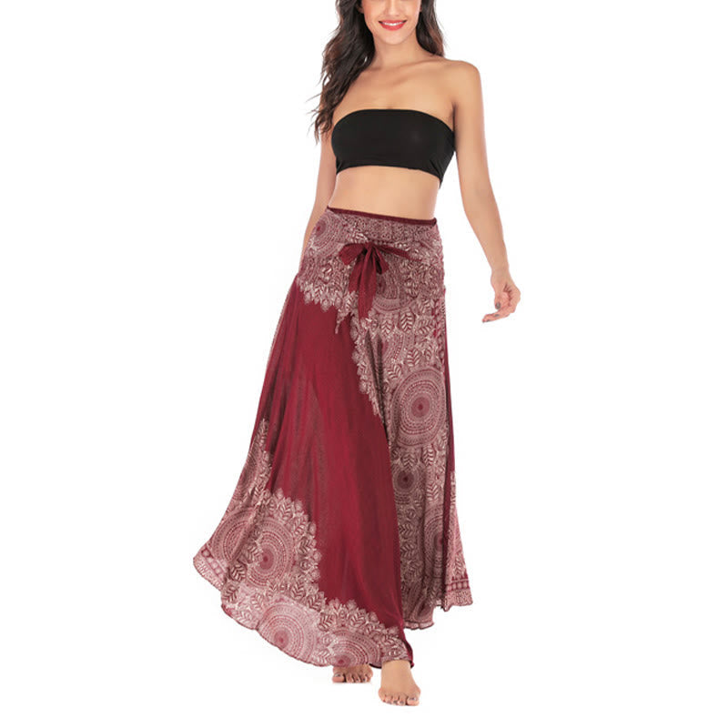 Two Style Wear Boho Mandala Flower Beach Skirt Dress