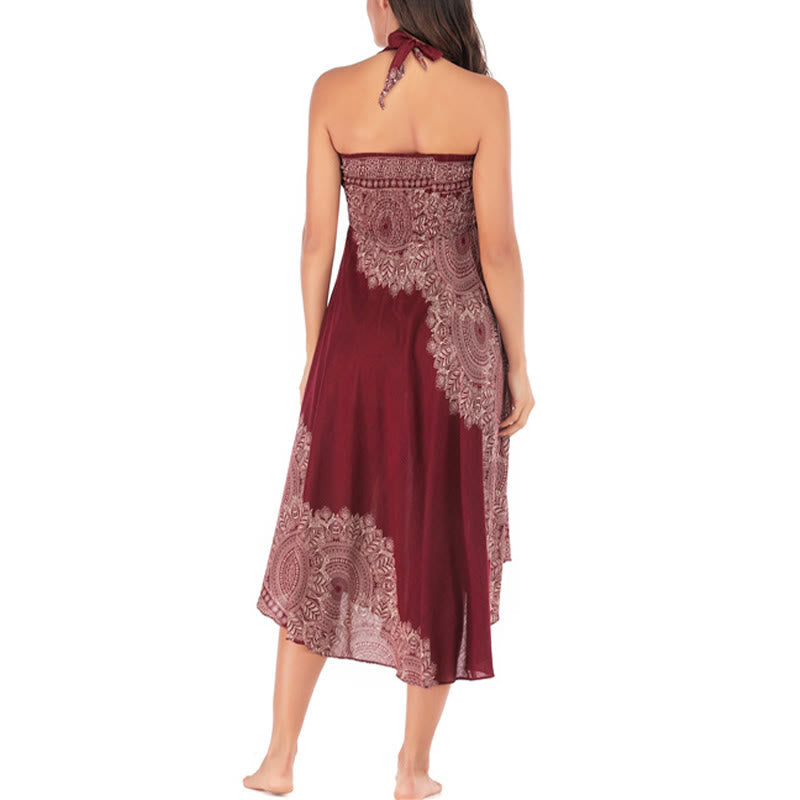 Two Style Wear Boho Mandala Flower Beach Skirt Dress