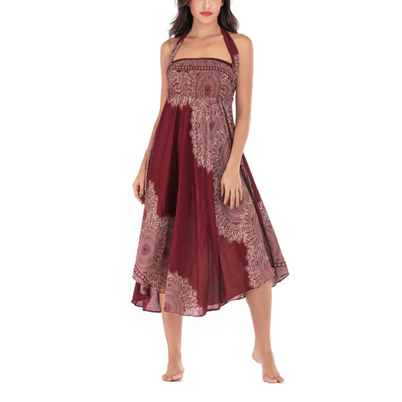 Two Style Wear Boho Mandala Flower Beach Skirt Dress