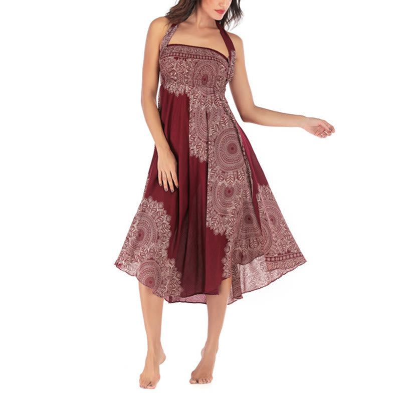 Two Style Wear Boho Mandala Flower Beach Skirt Dress