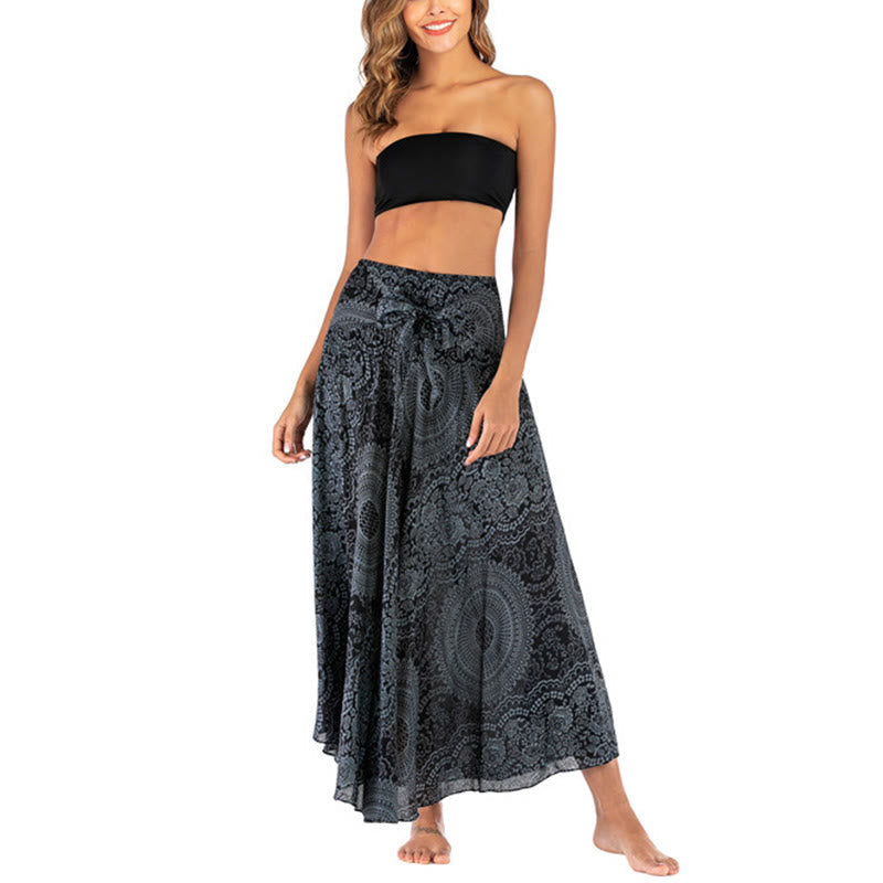 Two Style Wear Boho Compass Rose Flower Skirt Dress