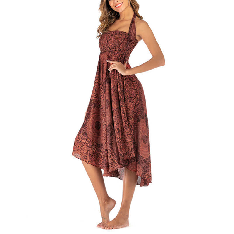 Two Style Wear Boho Compass Rose Flower Skirt Dress