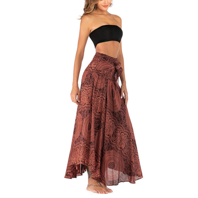 Two Style Wear Boho Compass Rose Flower Skirt Dress
