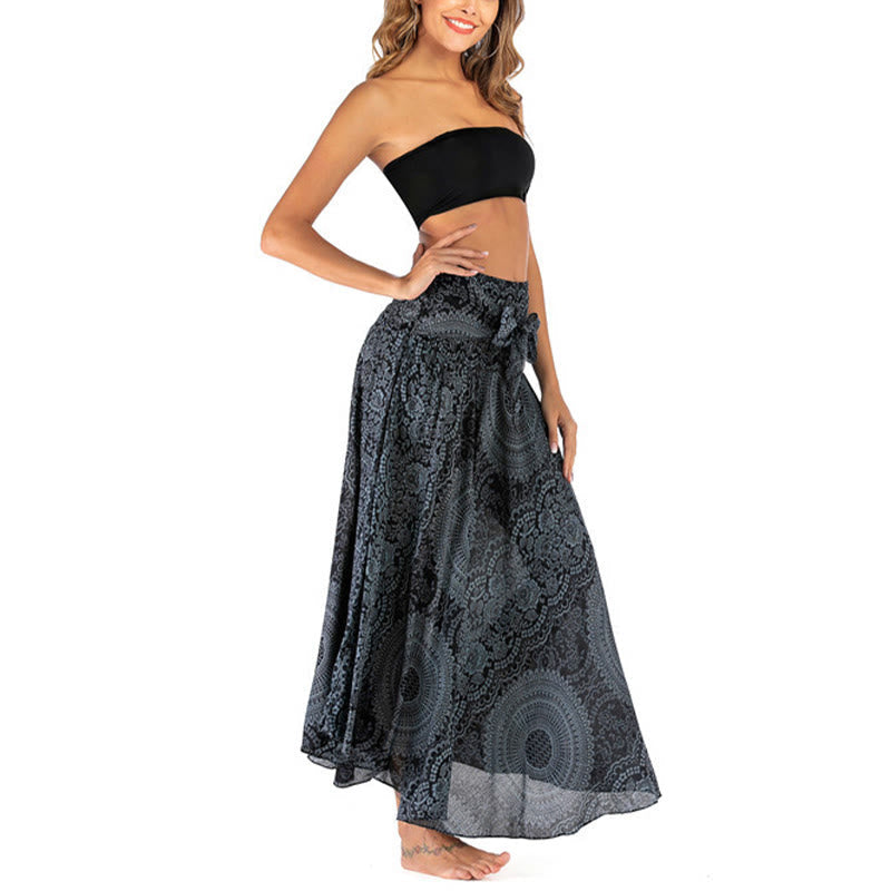 Two Style Wear Boho Compass Rose Flower Skirt Dress