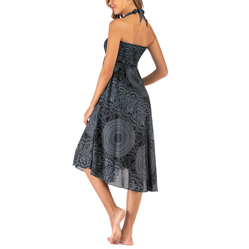 Two Style Wear Boho Compass Rose Flower Skirt Dress